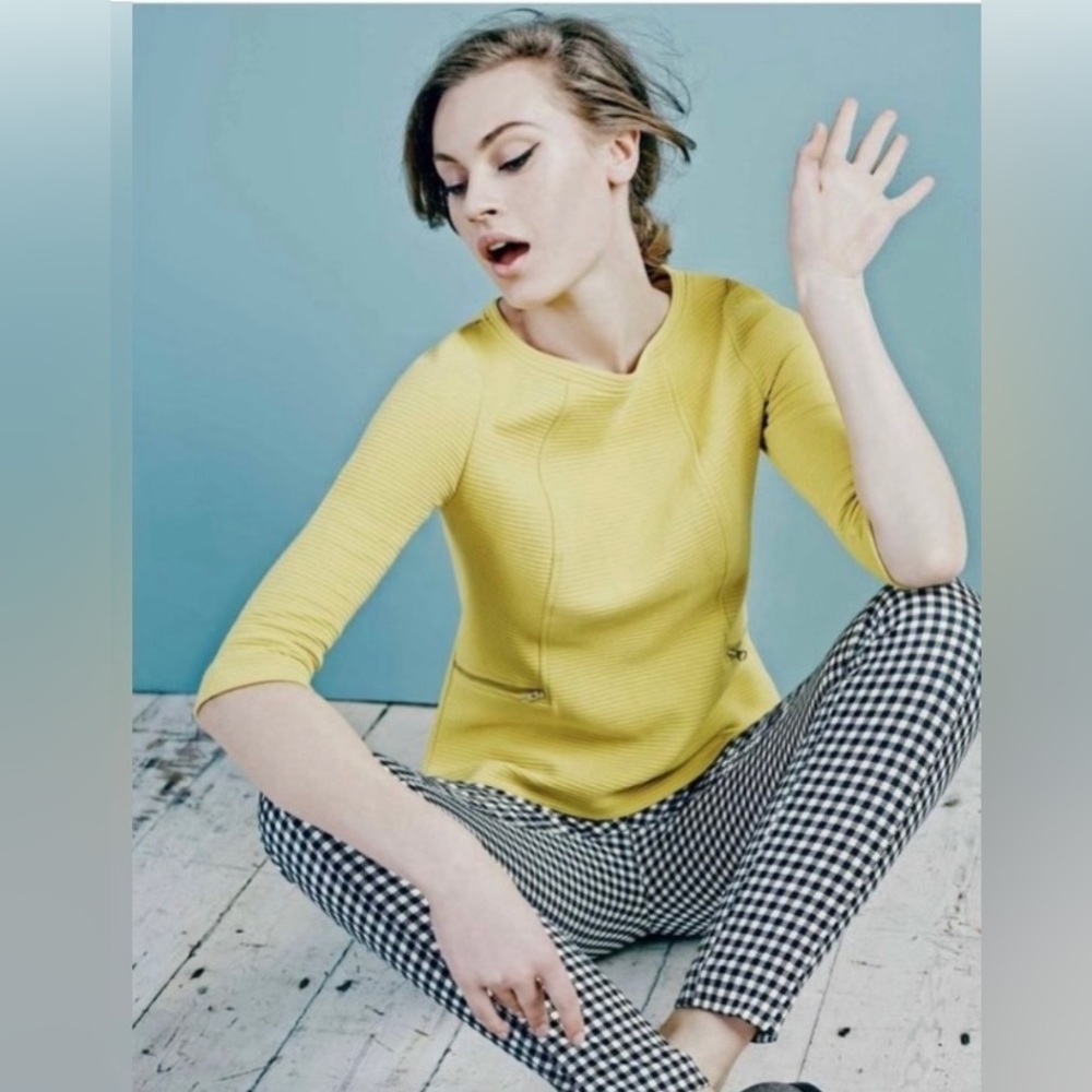 Boden Ottoman Maggie Cotton Ribbed Textured
Fitted Top Chartreuse US 10 S011